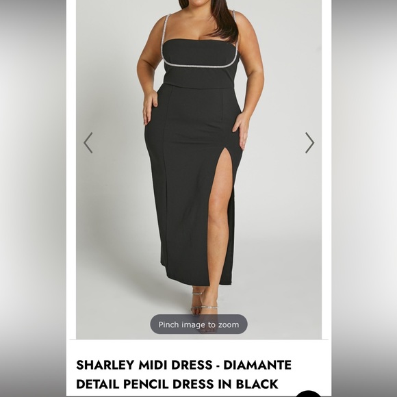 sharley midi dress diamante detail pencil dress in black SHARLEY MIDI DRESS